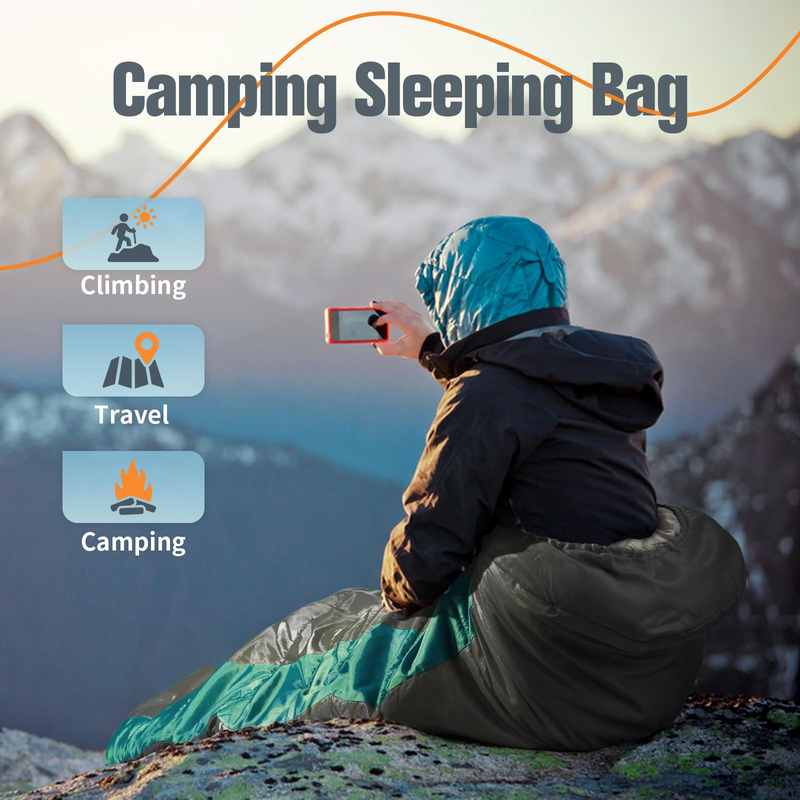 Forceatt Schlafsack Winter, -5°-20 Grad Schlafsack Outdoor für 3-4 Jahreszeiten, Leichtgewichtig und Wasserdicht Warm Schlafsack Camping für Erwachsene Geeignet für Rucksackreisen, Wandern und Reisen.