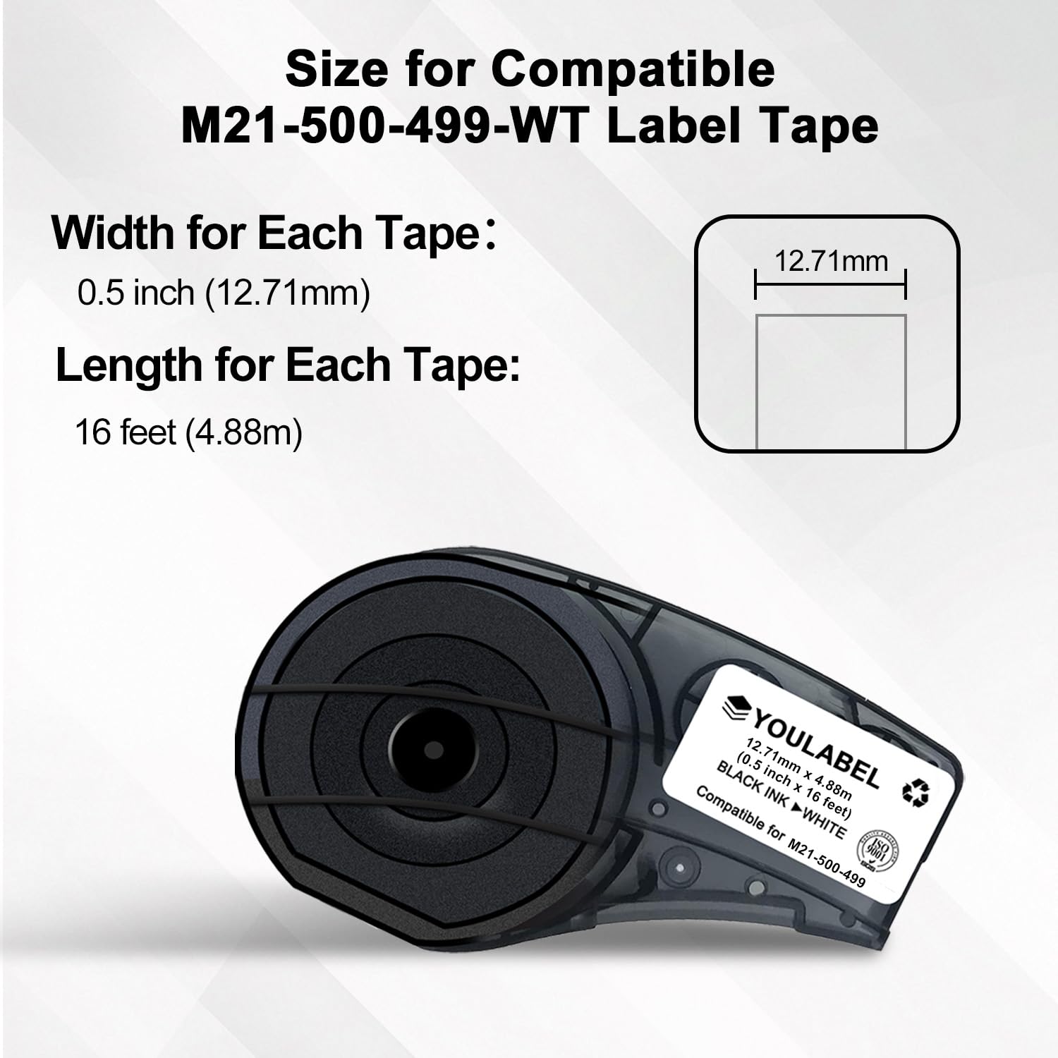 Compatibile con M21-500-499 Etichetta multiuso in nylon per ID generale, marcatura filo ed etichettatura di laboratorio, nero su bianco- per stampanti M210, M210-LAB, M211, BMP21-PLUS e BMP21-LAB, 0,5