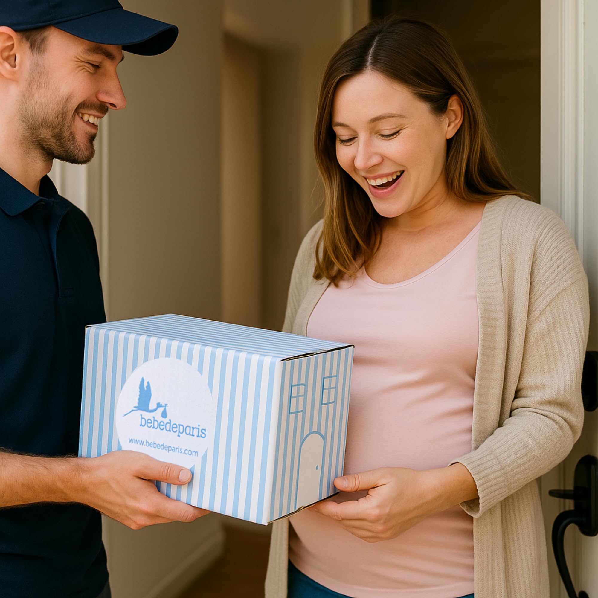 Regalo Bebé Recién Nacido Niño y Niña Con Muselina Bordada | Chupete y Calcetines | Canastilla Ideal Para Un Regalo Suave | Cesta Personalizada (Azul) | BebeDeParis