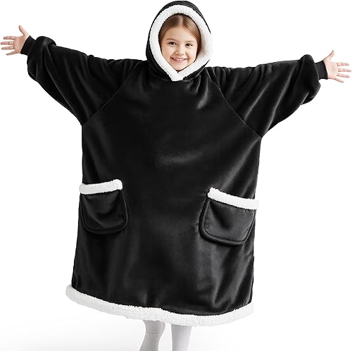 Vista 81 de Bedsure - Manta corta de sherpa para llevar puesta