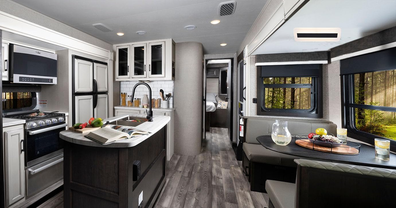 RV 12inch Super Slim LED Pendant Light Fixture with Acrylic Lens, Dimmable 12V RV Interior Ceiling Light with On&Off Switch, Suitable for Motorhome, Camper, Trailer