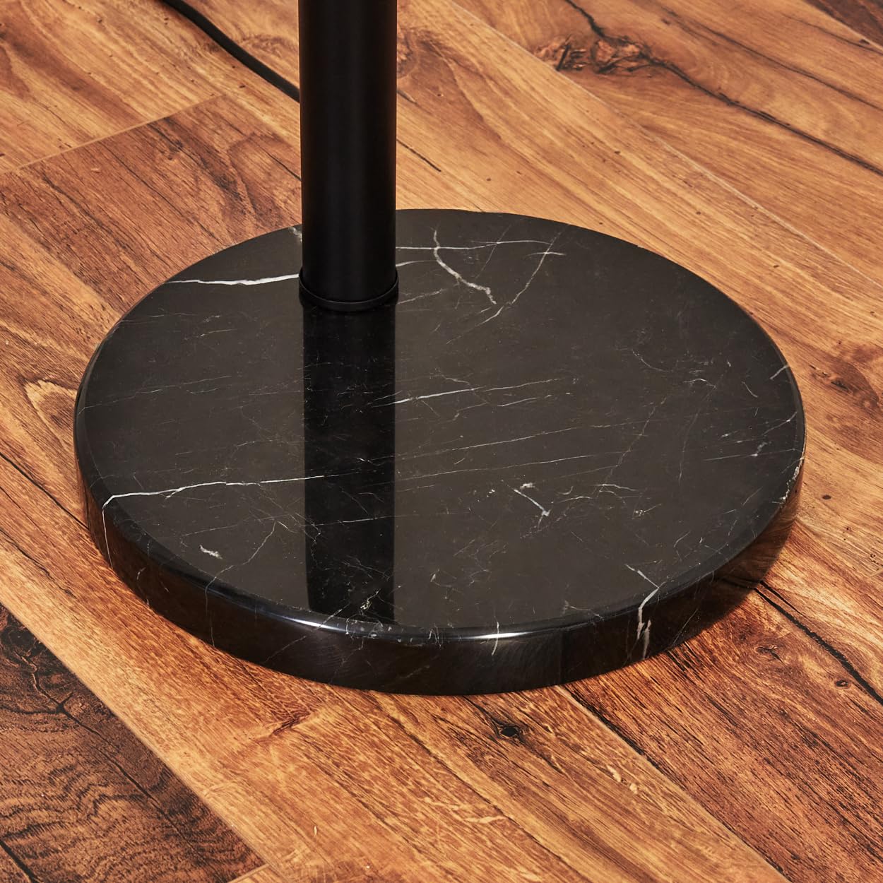 HOFSTEIN Stehleuchte Alsen, moderne Stehlampe mit Marmorfuß aus Metall/Stoff in Schwarz/Kupferfarben, verstellbare Leuchte, Fußschalter, E14, Wohnzimmer, Schlafzimmer, Flur, Büro