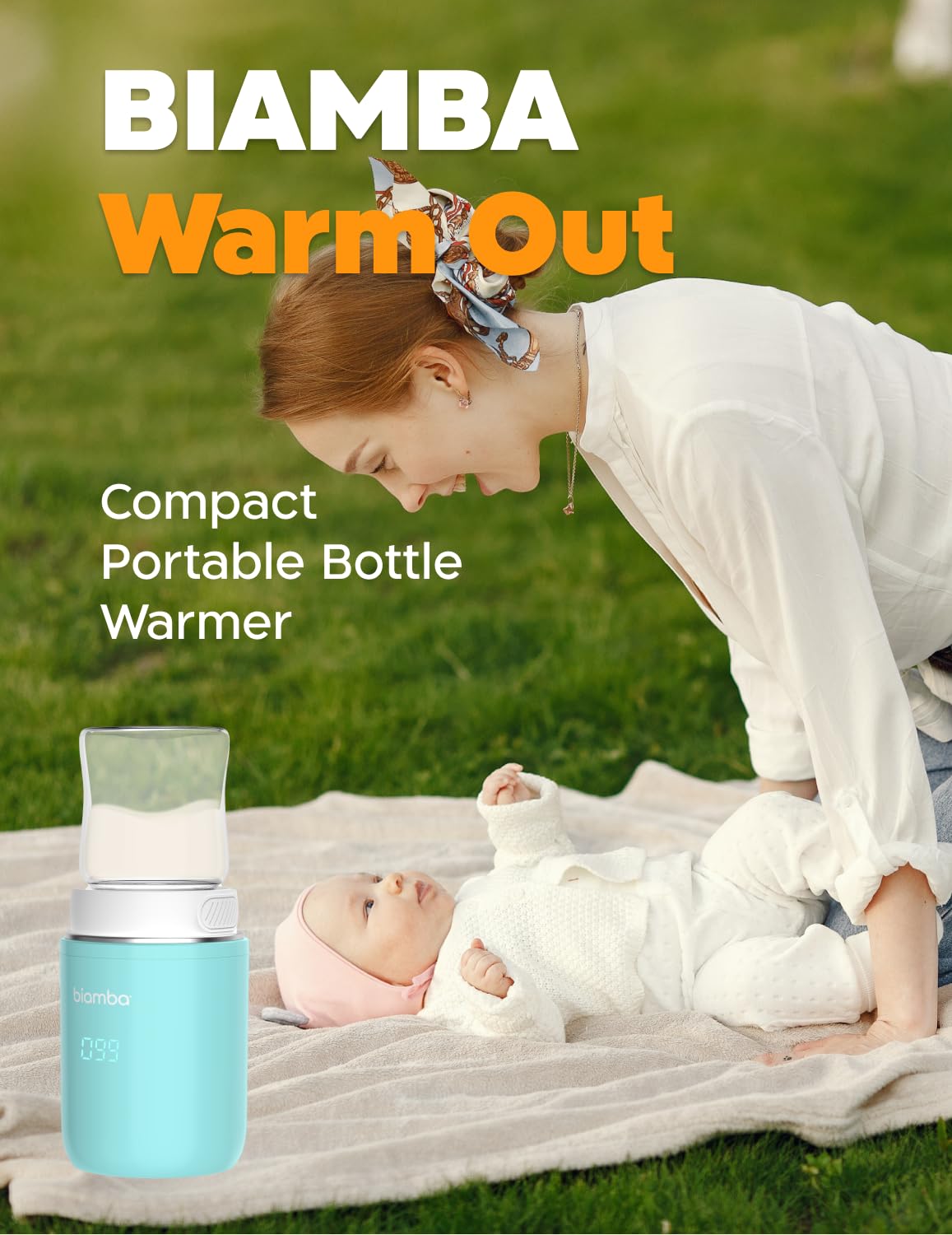 Warm Out - Calentador de biberones portátil para viajes, pequeño y compacto, calentador de biberones sobre la marcha, 4 temperaturas de calentamiento, resistente a fugas, silicona a prueba de