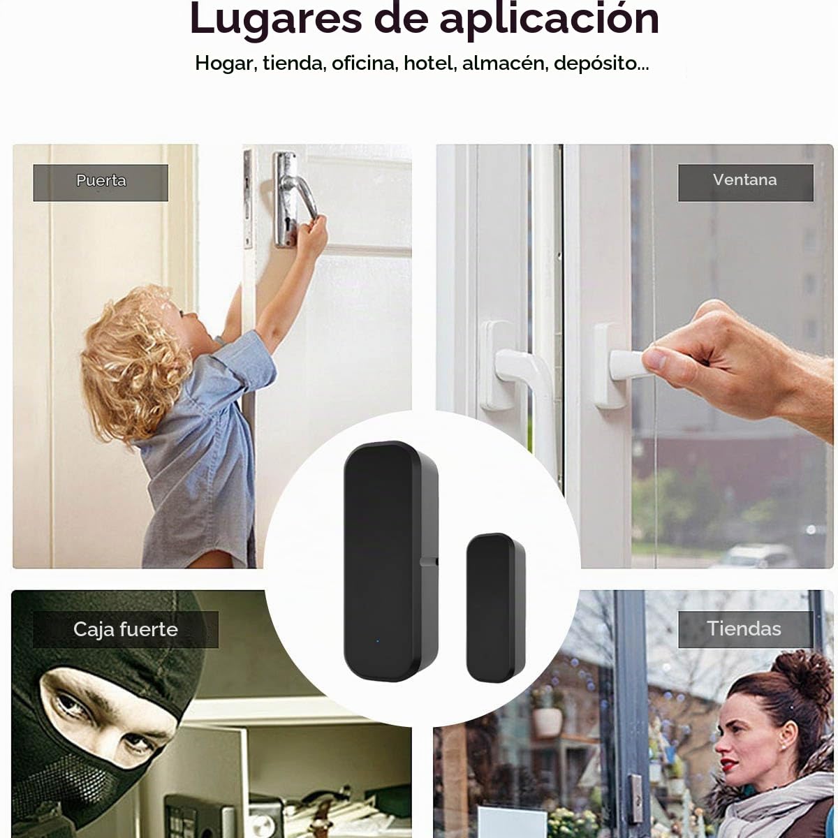 Juego de 3 sensores inteligentes para puertas y ventanas, sensor de puerta con WiFi, sensor de contacto para puertas y ventanas, con Alexa y Google Home