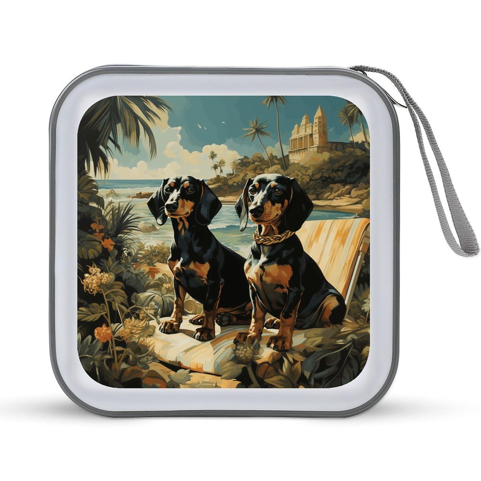 Estuche para CD de plástico duro Dachshund Dog Bento organizador para hogar