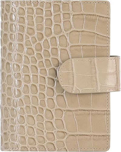 Miniatura 2 de Smartfee Organizador de bolsillo de cuero, carpeta de cuaderno de 6 anillos con Flyleaf, anillo dorado de 0.98 pulgadas, piel de napa (negro y rosa)