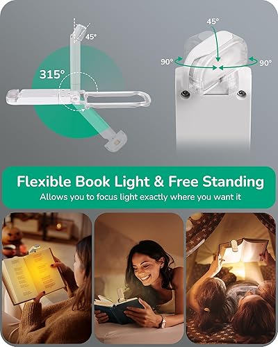 Miniatura 4 de EDISHINE Luz de libro para leer en la cama, lámpara LED recargable por USB, marcador de clip, 2 modos de iluminación, luz de lectura para el cuidado