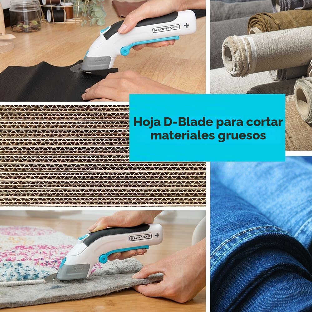 BLACK+DECKER Tijeras eléctricas de tela de 4 V MAX, inalámbricas, recargables por USB (BCSC115FF), color blanco