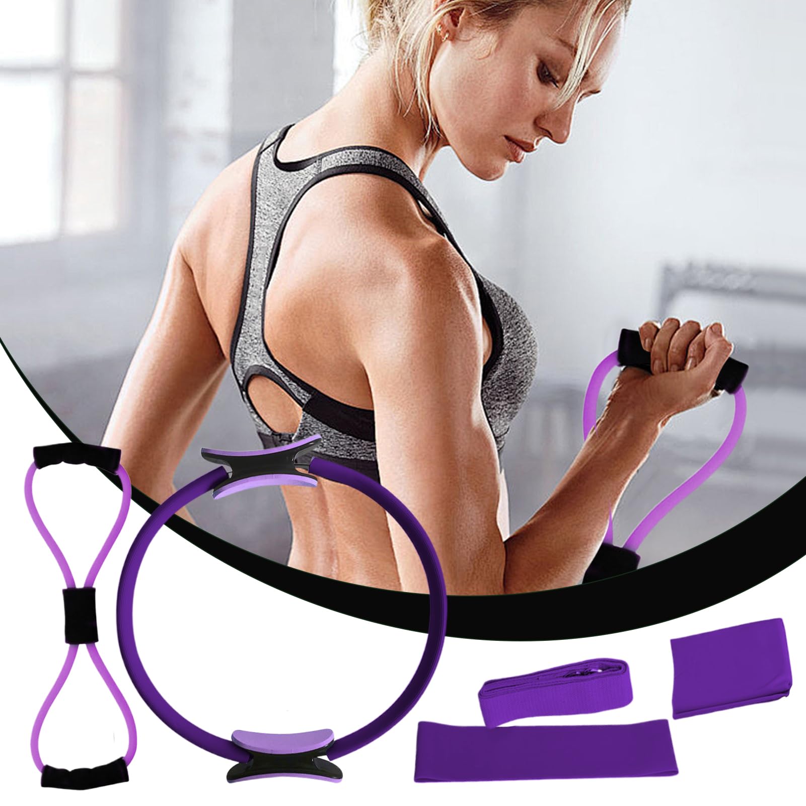 Pilates Ring Set, Pilates Essentials Kit für Frauen, Brust Expander Widerstand Loop Pilates Ring Kreise Set, Pilates Kreis Ring für Beine Arme und Oberschenkel Gewichtsverlust