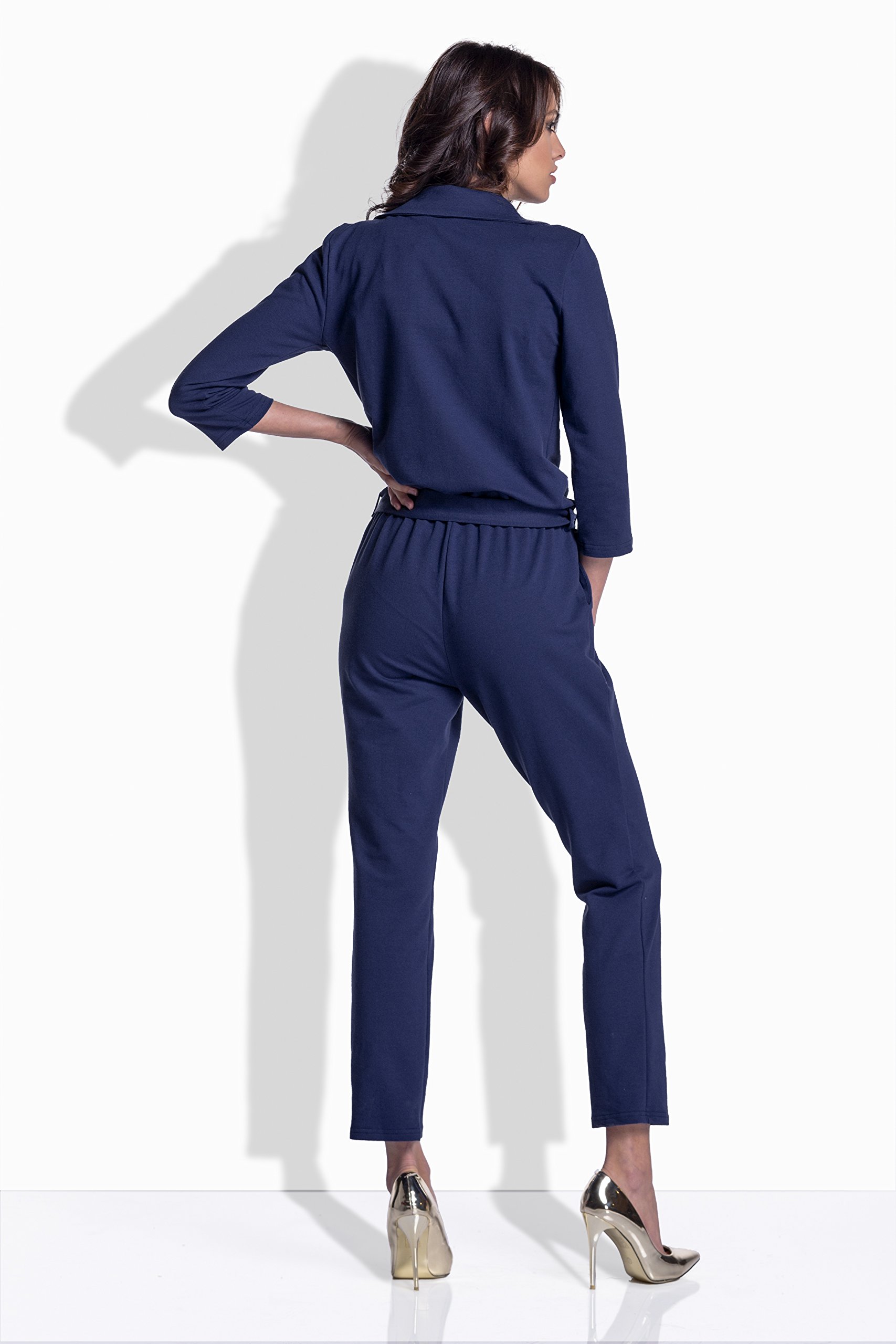 Lemoniade Elegante tuta donna lunga con scollo a cascata. Made in EU.