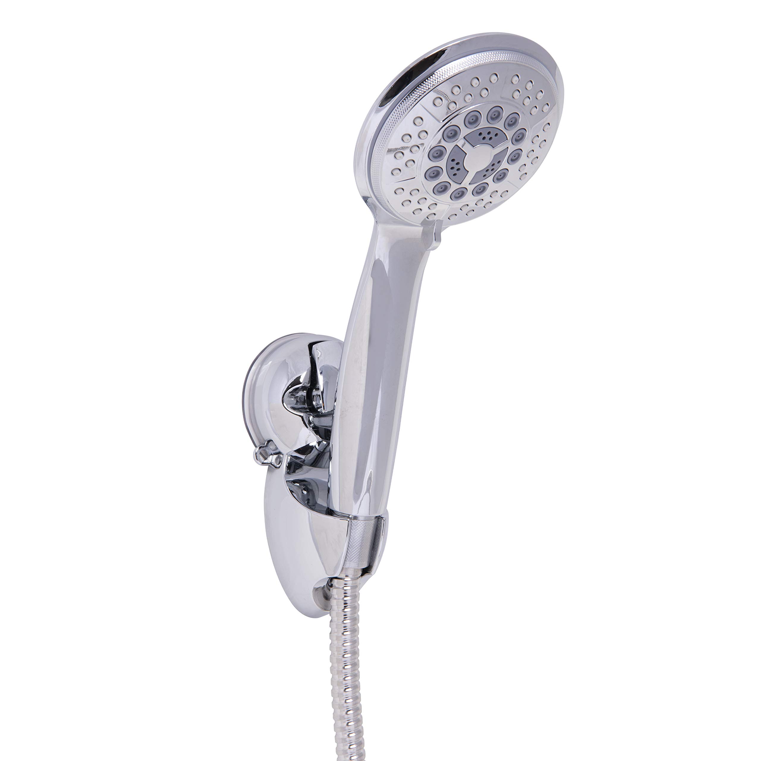 Bath Bliss Cabezal de ducha doble de lujo de 5 funciones, cabezal de ducha de mano, manguera de acero inoxidable de 5 pies, cabezal de ducha montado en la pared, soporte de montaje, lluvia, masaje,