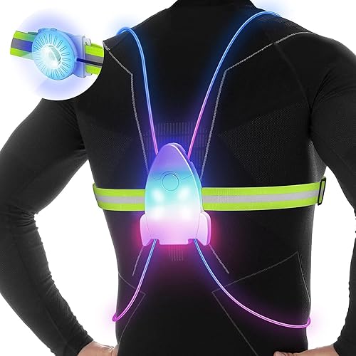 Reflective Running Vest with Front Light,Running Lights for Runners,Reflective Running Gear for MenWomen Running,Cycling or Walking, High Visibility