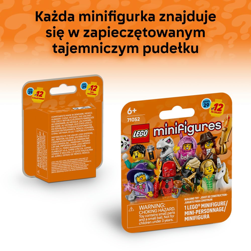 LEGO Minifigures Seria 29, tajemnicze pudełko, kolekcjonerska zabawka, figurki dla dzieci: bramkarz, czarownica, elfka z jednorożcem i nie tylko, 1 z 12 do zebrania, prezent dla 6-latków 71052
