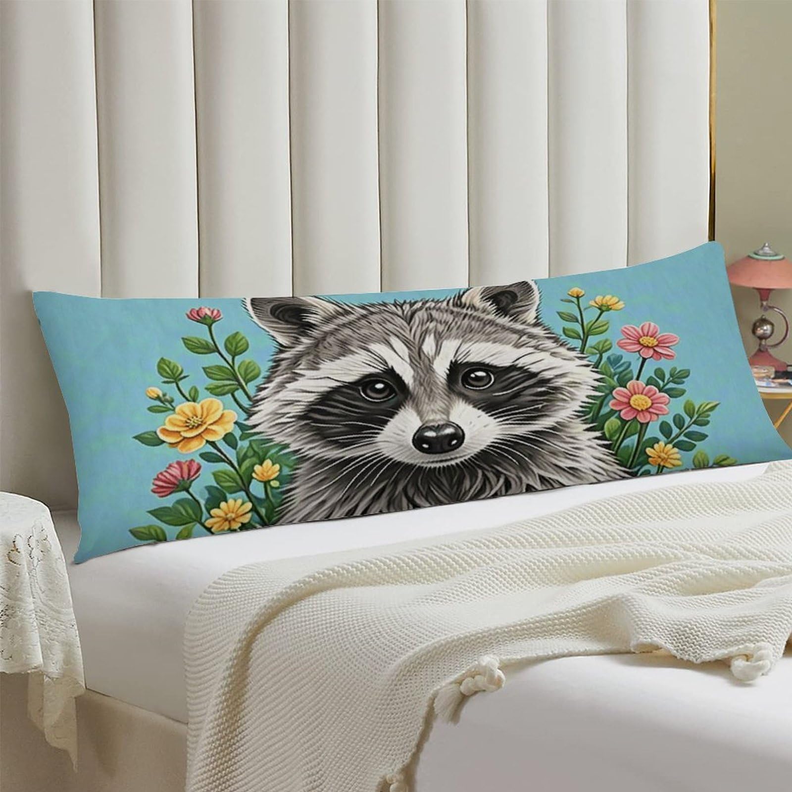 Body Pillow Cover 20x54 Long Pillow Case with Invisible Zipper Breathable Microfiber Raccoon Pillowcase Soft Cozy Protector for Bedroom Couch Sofa Bed Home Decor All Seasons
