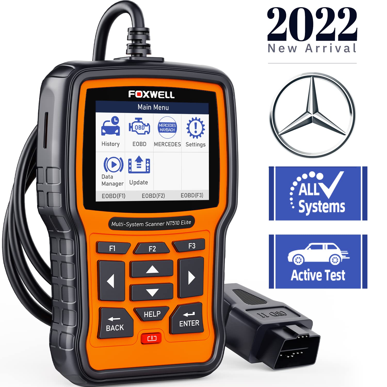 FOXWELL NT510 Elite for Mercedes Benz Diagnostic Tool, All System Mercedes Scanner Bidirectional Sca