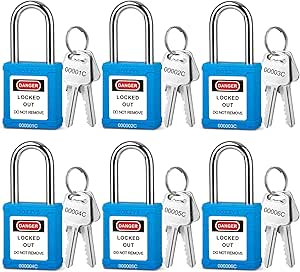 BOZZYS Lockout Tagout Locks 6 Pack｜OSHA Blue Loto Locks Keyed Alike｜6 Same Keys/Set For - View #6