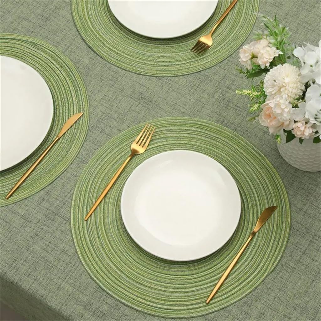 38 Cm Round Table Mat Wided Ramie Dining Non-Slip Tableware Bowl Kitchen