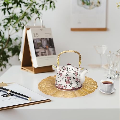 Miniatura 5 de ZOOFOX Paquete de 12 manteles individuales redondos de vinilo prensado, manteles de vinilo huecos de 15 pulgadas, manteles metálicos antideslizantes