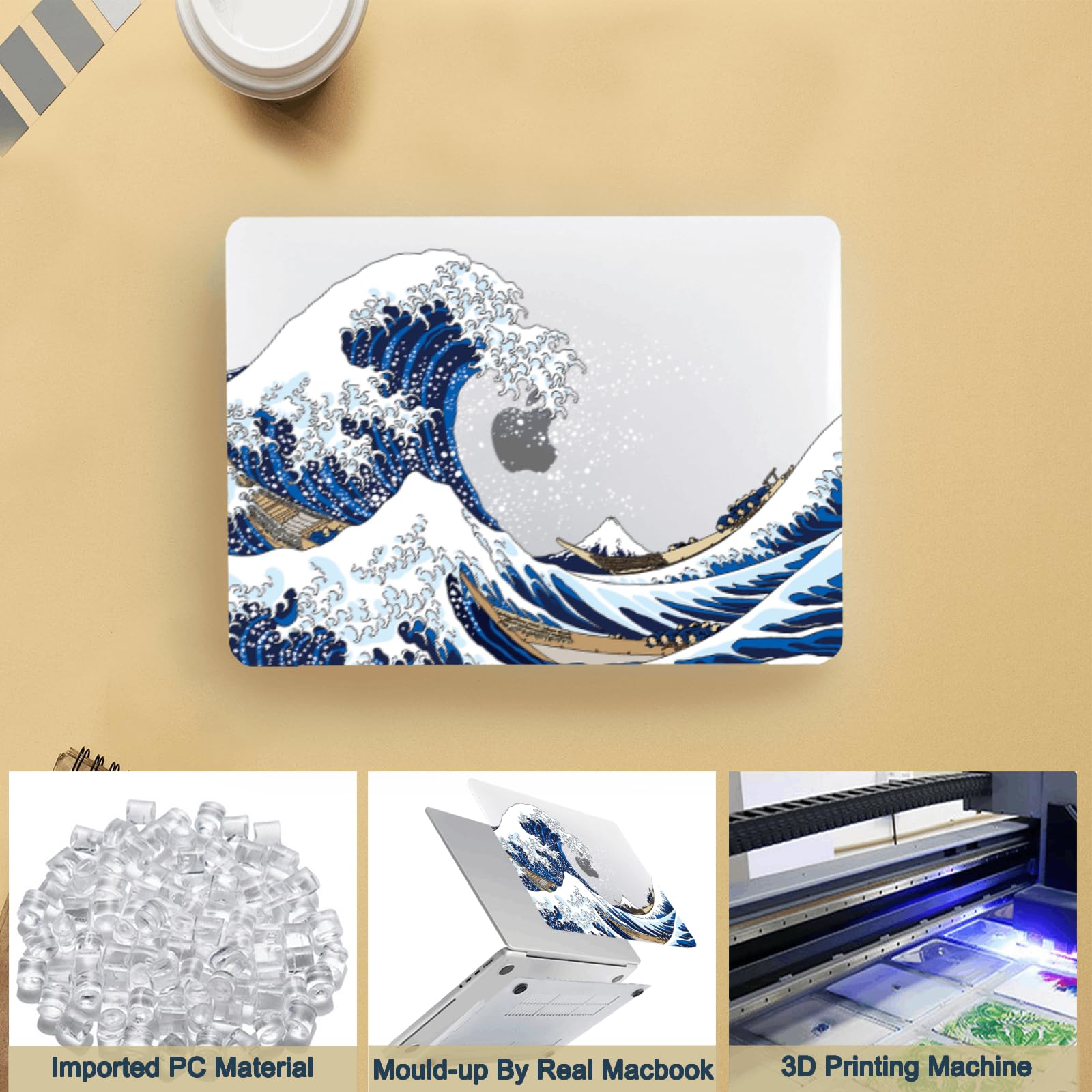 Custodia Copertina Compatibile con MacBook Pro 16, Rivestimento Gommato Plastica Cover Rigida Duro Caso Compatibile con MacBook Pro 16" 2019 (A2141),Onda Del Mare