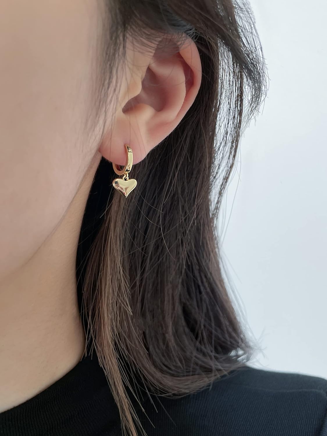 Gold Mini Dangle Huggie Earrings for Women, Dainty 14K Gold Plated Cubic Zirconia Small Hoop Earrings with Charm Drop, Jewelry Gift for Women Ladies - Image 3