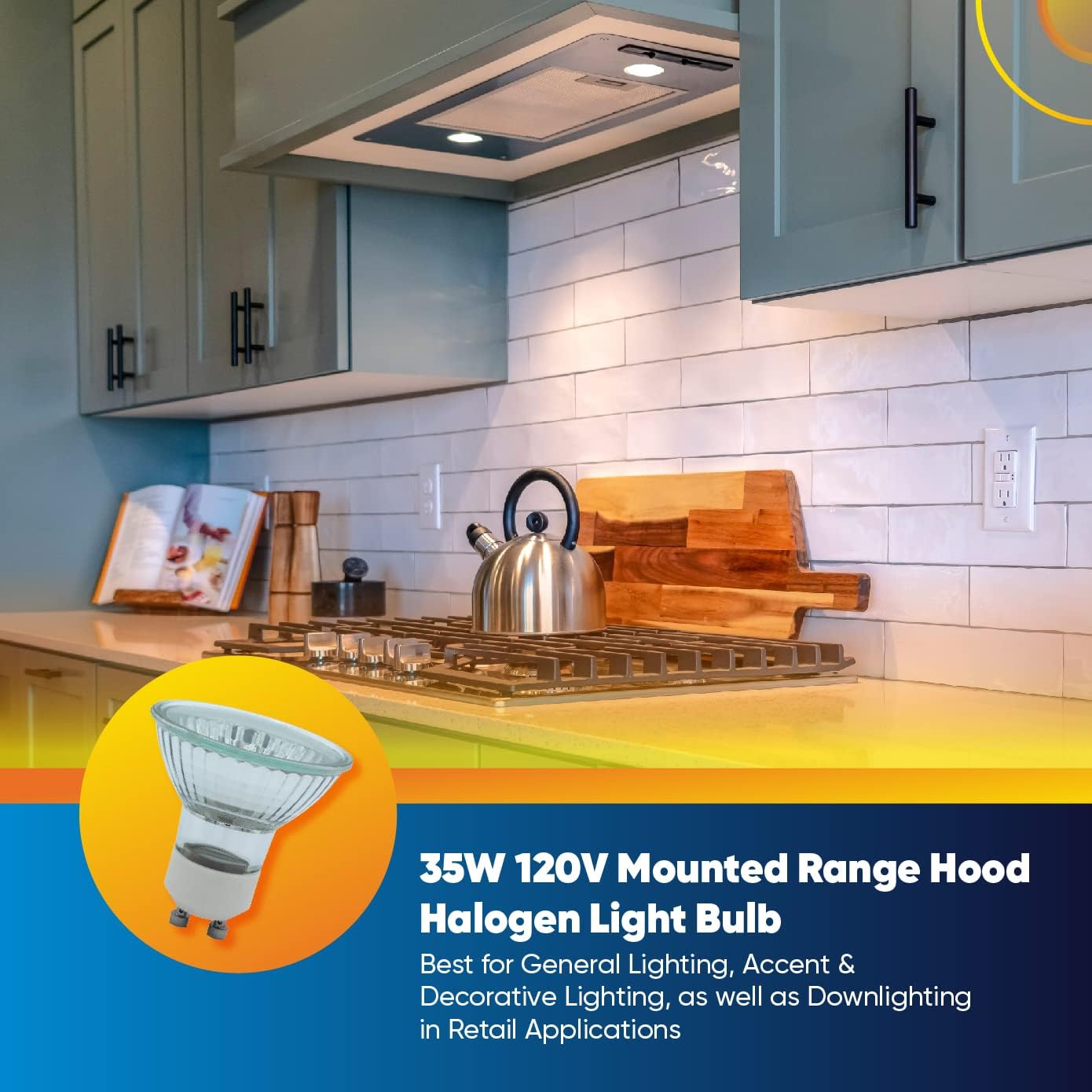 Technical Precision Replacement for Cavaliere Island Mounted Range Hood Bulb Light Bulb Halogen 35W 120V with GU10 Twist & Lock Base - MR16 GU10 35W - 1 Pack