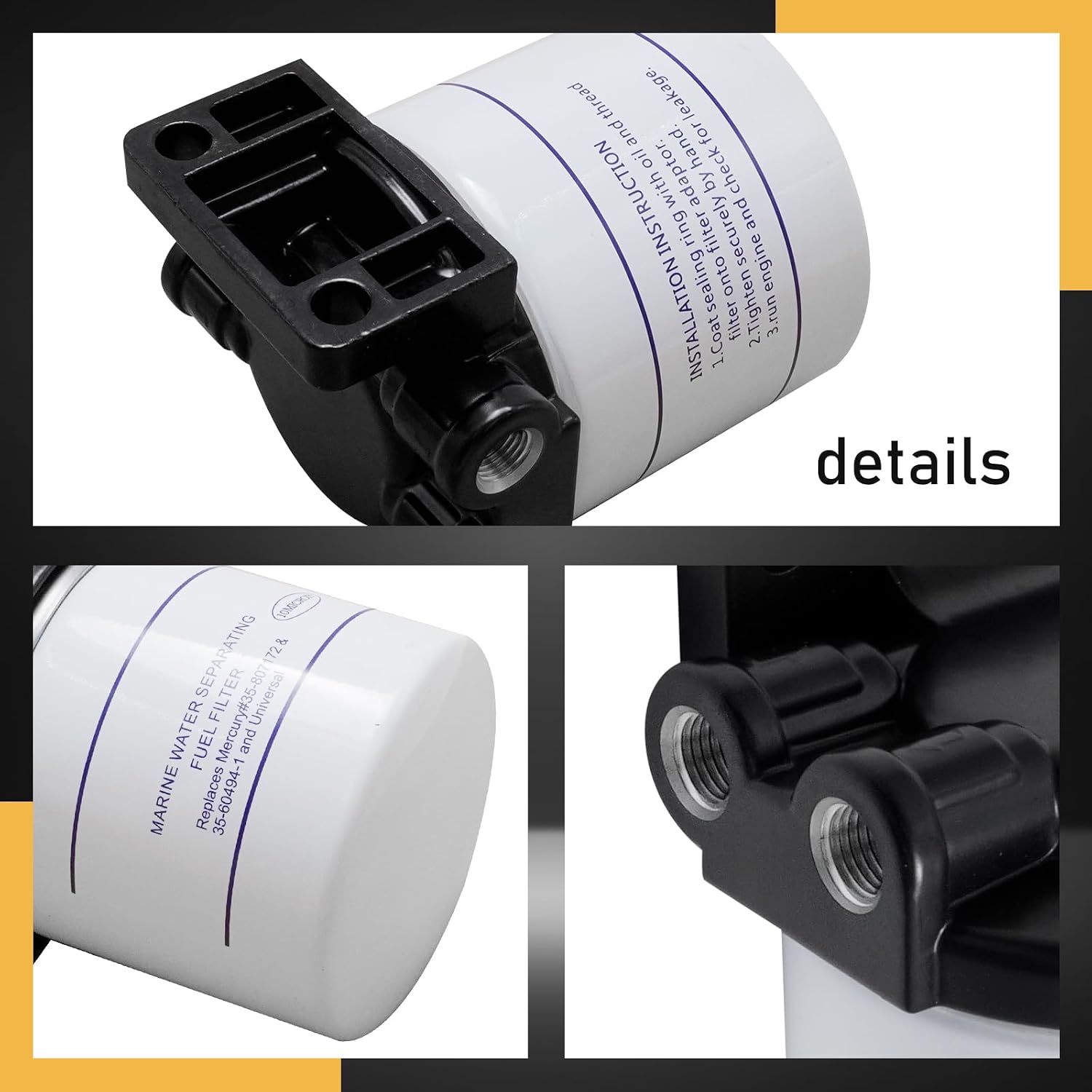 Hoypeyfiy Fuel Water Separator Set,Automobile Water Fuel Separator Replacement for Mercruiser 35-807172, 35-60494-1, 35-802893Q01, 35-55501, 35-57250, 35-806771, 35-802893T, ABB-FUELF- IL-TR.