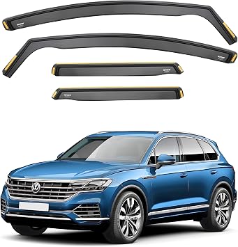 ISPEED Wind Deflectors for VW Touareg MK3 2018-2026 5-Door SUV 4pc Set - Keep Your Car Ventilated In Rain - Reduce Wind Turbulence - Tinted In-Channel Type