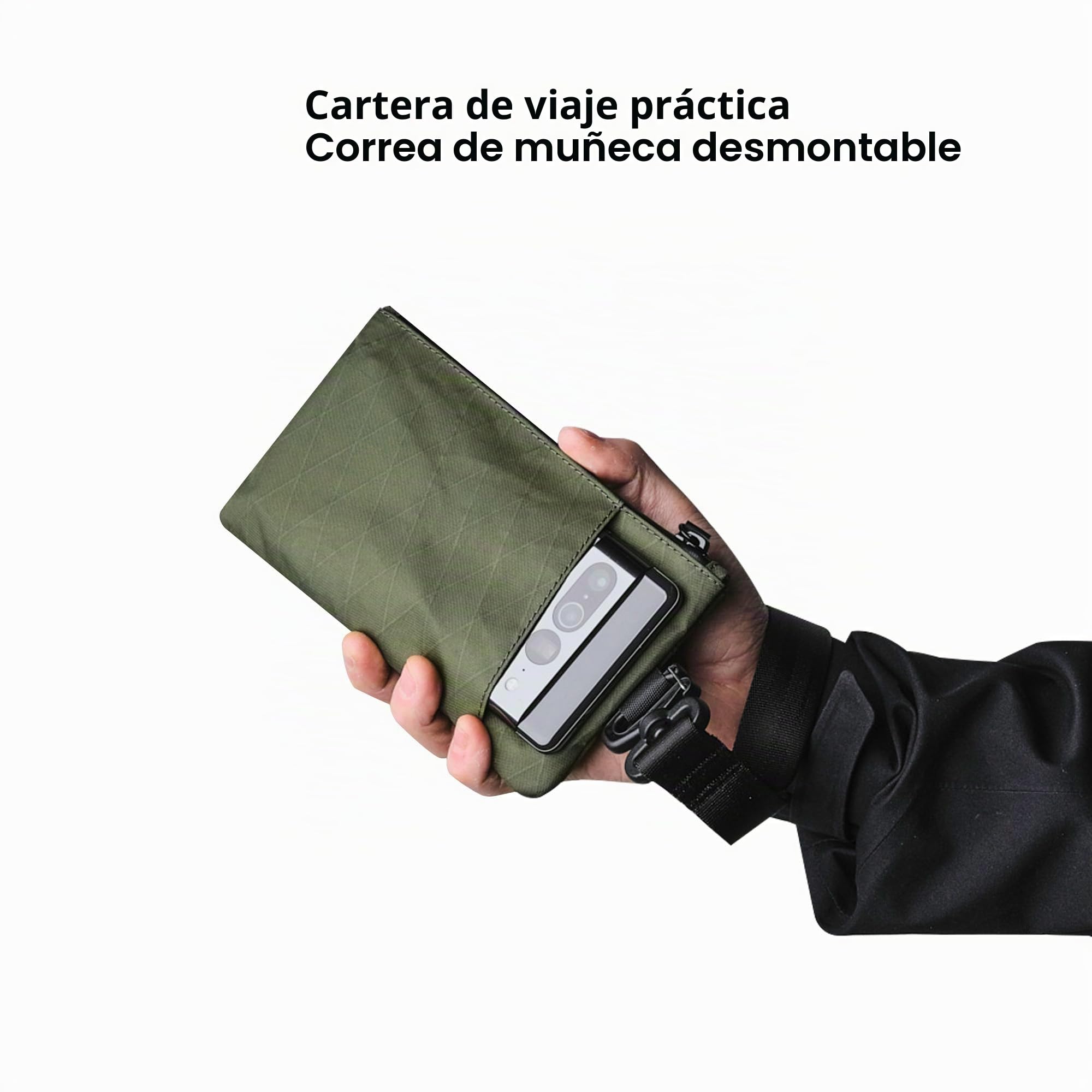 ALPAKA Zip Clutch – Bolso de Mano con Cremallera y RFID | Correa de muñeca, para pasaporte y móvil, resistente al agua, cartera larga para hombre