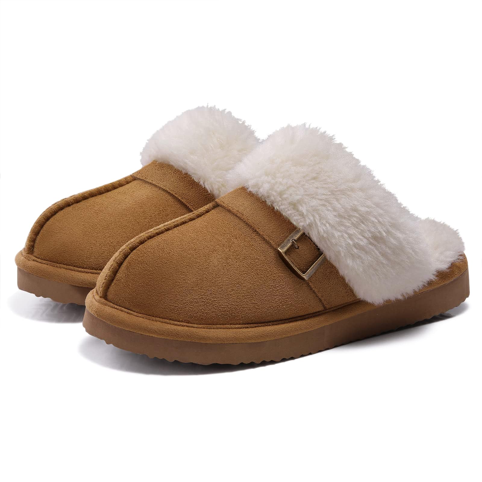 Litfun Fuzzy Memory Foam Slippers for Women Indoor Outdoor House Shoes