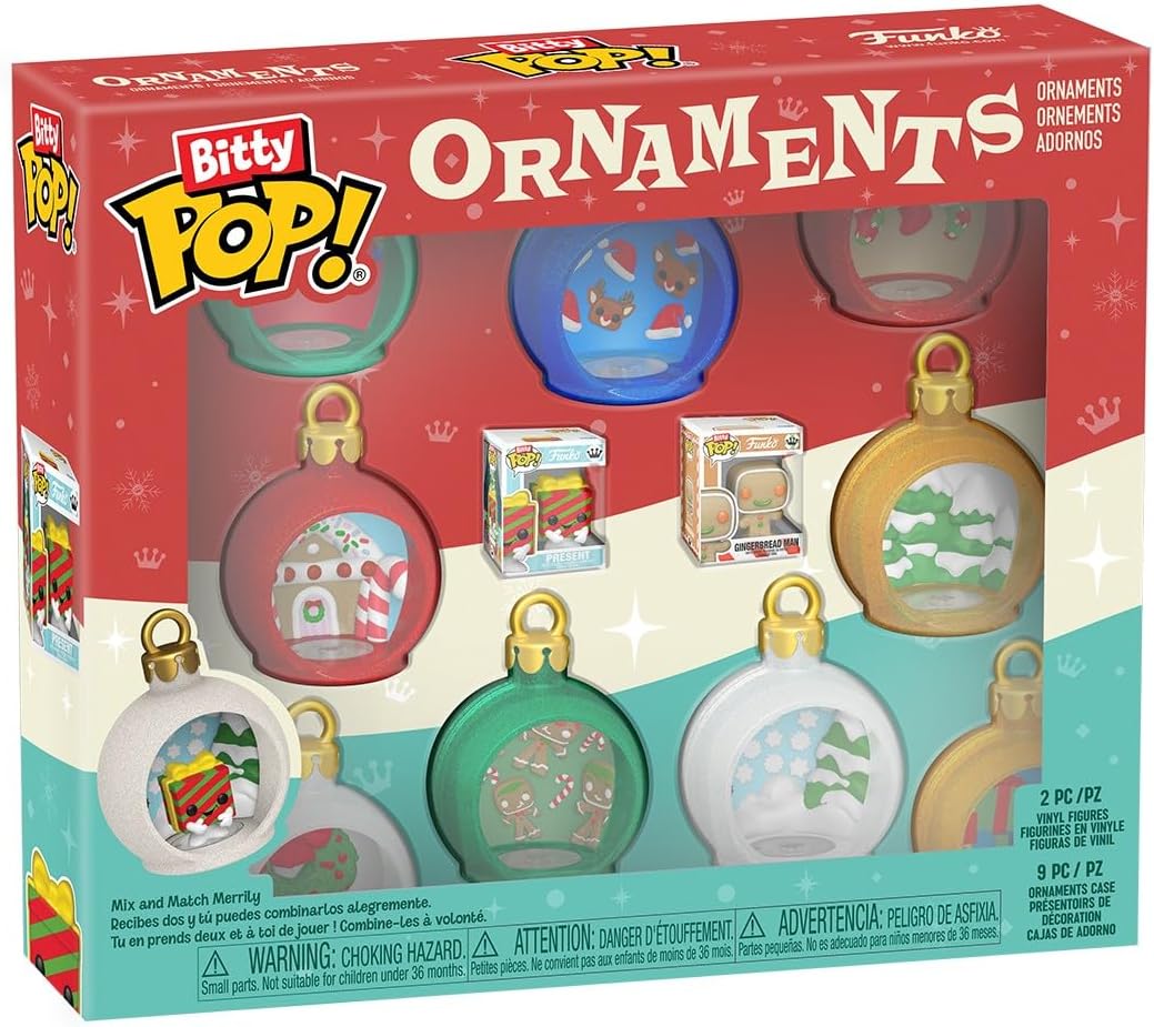 Pop! Bitty Ornaments: 9 Pack of Ornaments with Gingerbread Man and Present - Gift Idea - Official Merchandise - for Collectors