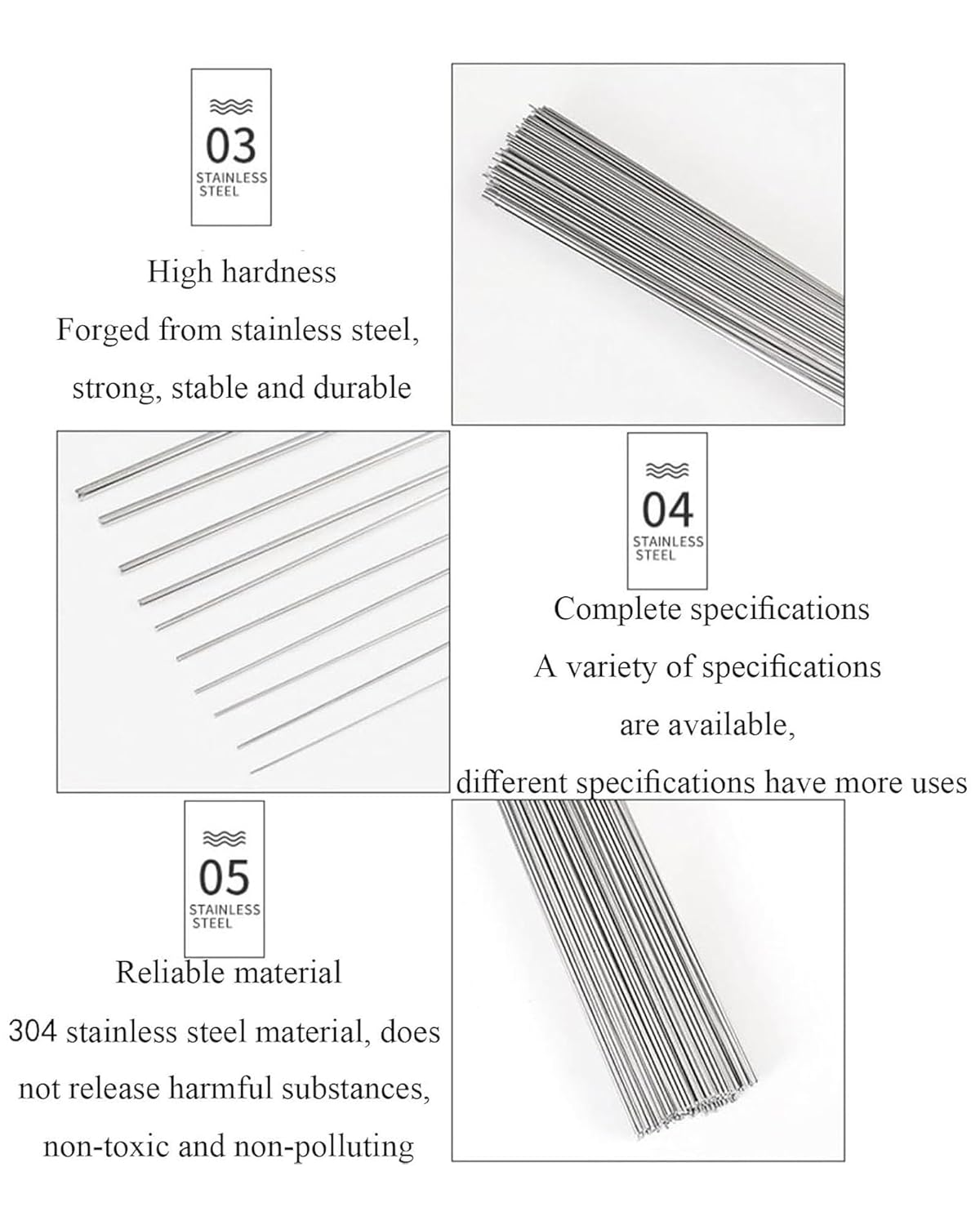 20PCS 50CM Stainless Steel Spring Wire 0.2-2MM Spring Steel Full Hard Wire for DIY Jewelry Making, Industrial Operations(2.0mm)
