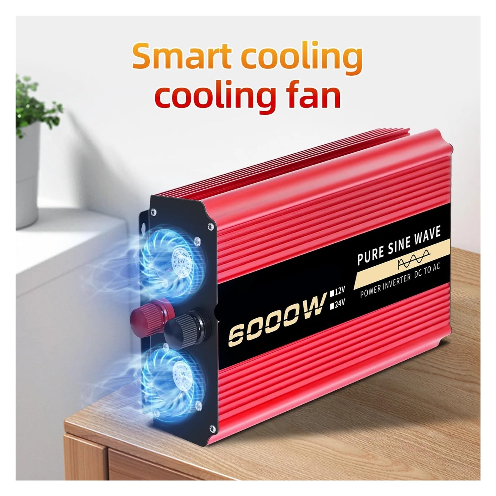 Inversor de Corriente for automoción 6000 W, 12 V CC a 110 CA, 60 Hz, Onda sinusoidal Pura, con LED Conectividad versátil