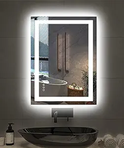 Amorho LED Mirror for Bathroom, 24"X32" with Front and Backlight, Stepless Dimmable Wall Mirrors with Anti-Fog, Shatter-Proof, Memory, 3 Colors, Double LED Vanity Mirror(Horizontal/Vertical)