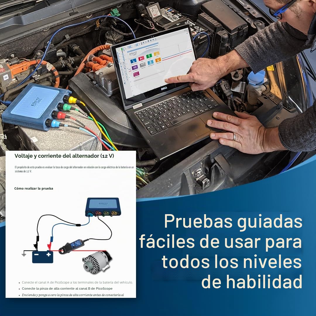 Pico Technology PicoScope 4425A osciloscopio de diagnóstico 4 Canales USB | Kit Básico, con accesorios, para vehículos automoción, PicoBNC+, ancho de banda de 20 MHz, con el software PicoScope 7