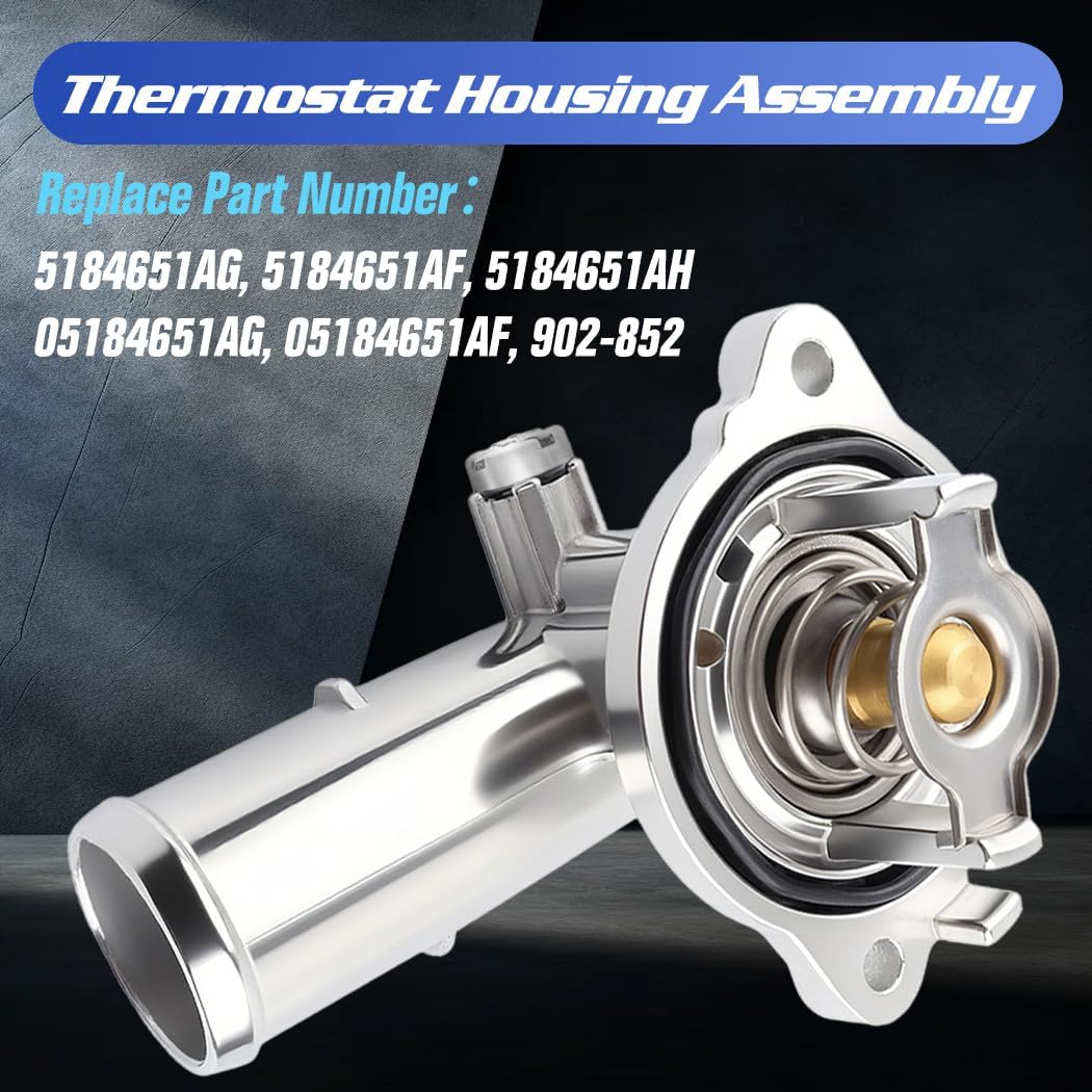 5184651AG Thermostat Housing Assembly for Jeep Wrangler 2012-2017 Wrangler JK 2018 Dodge Durango Grand Cherokee 2011-2015, Replaces 5184651AF, 5184651AH Thermostate