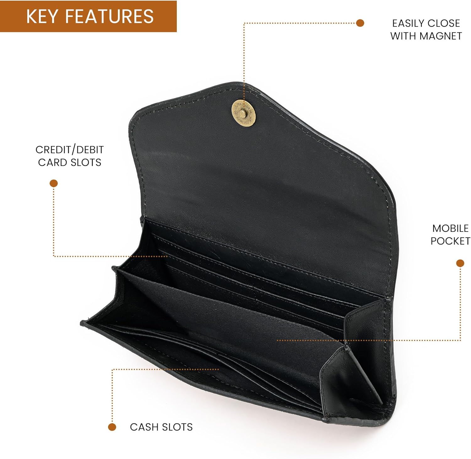 Merbaa Genuine Leather Wallets for Women Cowhide Wallet for Ladies - Image 3