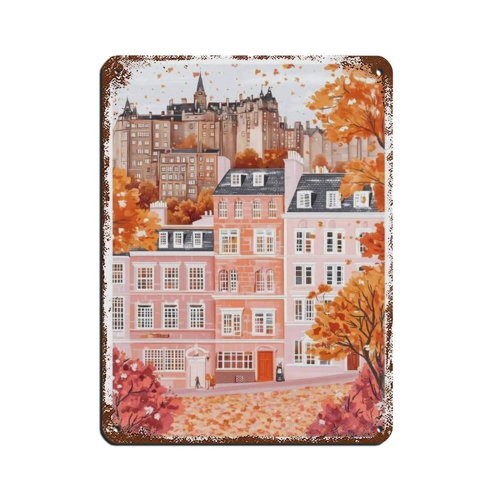 Lxwnze 30L X 40W Cm Edinburgh Poster, Edinburgh Art, Travel Poster Tin Sign Vintage Metal Pub Club Cafe Bar Home Wall Art Decoration Poster Retro 12X16inch(30X40cm)