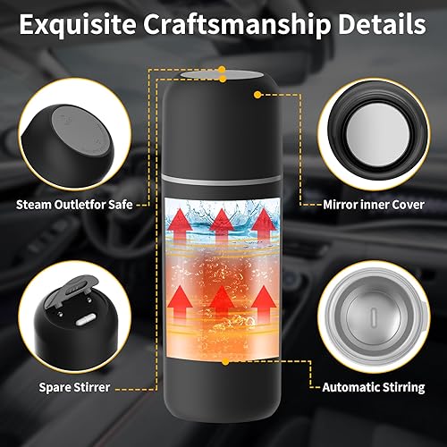 Miniatura 6 de Hervidor eléctrico de viaje y calentador de café para coche, calentador de agua caliente portátil de 12 V24 V, sin agitación, pequeña caldera de