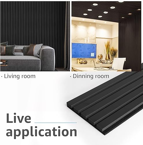 Miniatura 6 de Art3d Paneles acústicos de listones de madera de 4 piezas para decoración elegante y reducción de ruido, panel texturizado 3D para techo y pared,