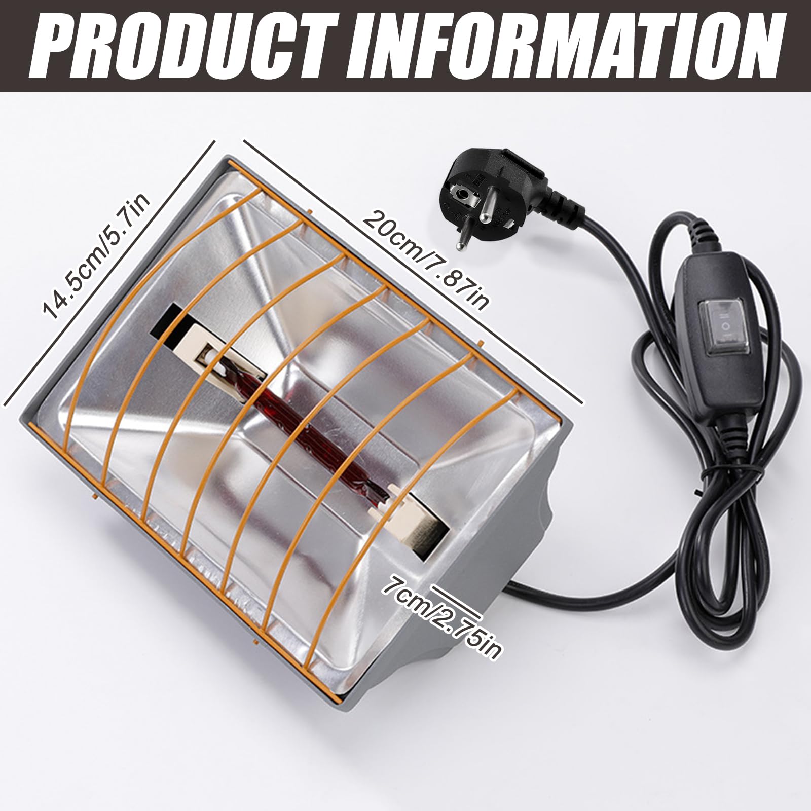 Lámpara de luz roja de 175 W, para gallinero, con cable de 1,8 metros, lámpara de calor para pollitos con interruptor, lámpara de calor para pollitos