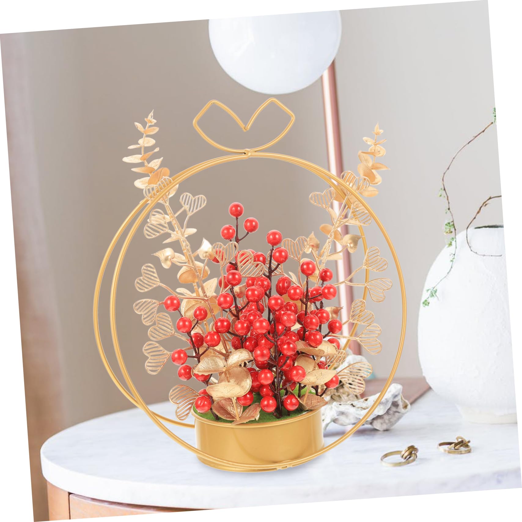 GALPADA Cesto di Fiori Finto Bacche Rosse Decorazione da Tavolo per Matrimoni Ornamento per Fest Matrimonio Decorazione per Tavoli da Pranzo per Decorazioni Nuziali Casa