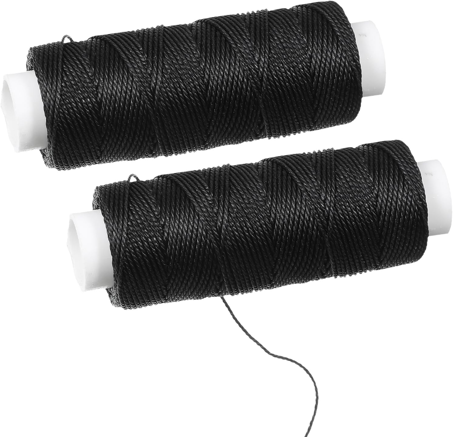 2 Rolls Waxed Thread Polyester Threads for Leather Sewing Black Wax Thread 0.5mm Wax String Cord for Leather Stitching Saddle Stitching Cord, 64 Yards Total, 32.5 Yards/Roll