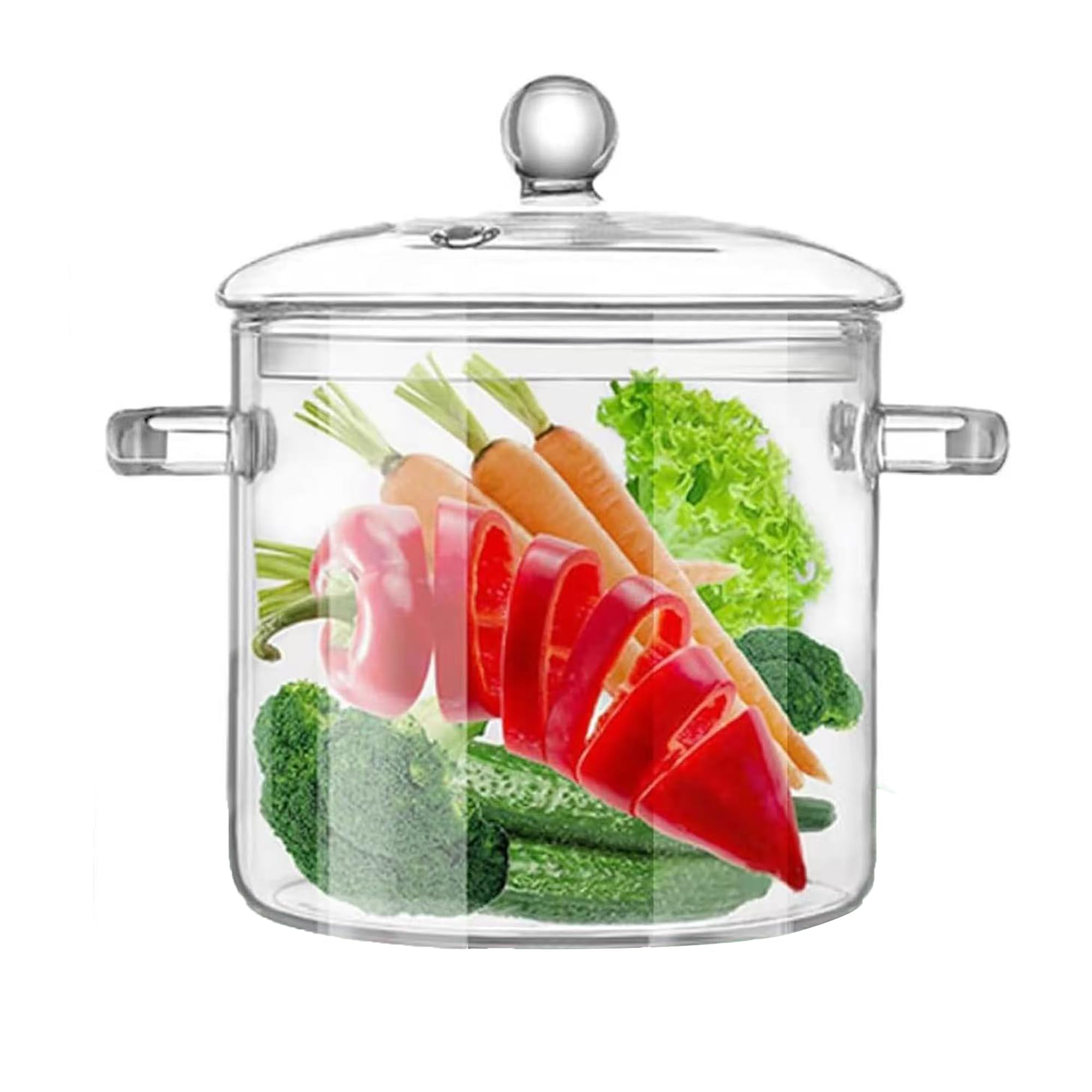 Olla de vidrio transparente con tapa para cocinar popurrí, cacerola de 3 litros, ollas grandes de 101 onzas para estufa, visiones superiores, ollas de borosilicato grandes y seguras