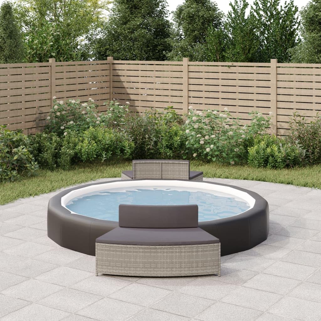 Bancs de spa en polyrotin gris pour aménager un coin détente sur le balcon