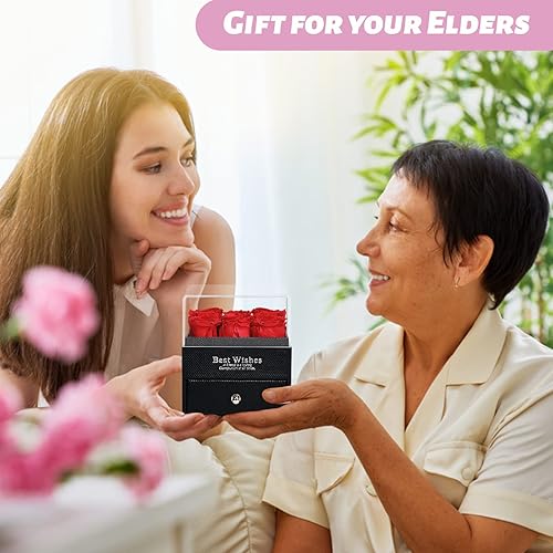 Miniatura 6 de ELU Birthday Gifts Preserved Real Rose for Girlfriend Mom Women Wife Grandma with Necklace and Earings, Romantic Gifts for Wedding Anniversary