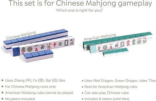 Miniatura 35 de Yellow Mountain Imports - Set de Mahjong chino, marfil clásico, con 146 fichas pequeñas de color marfil, estuche de vinilo, indicador de viento