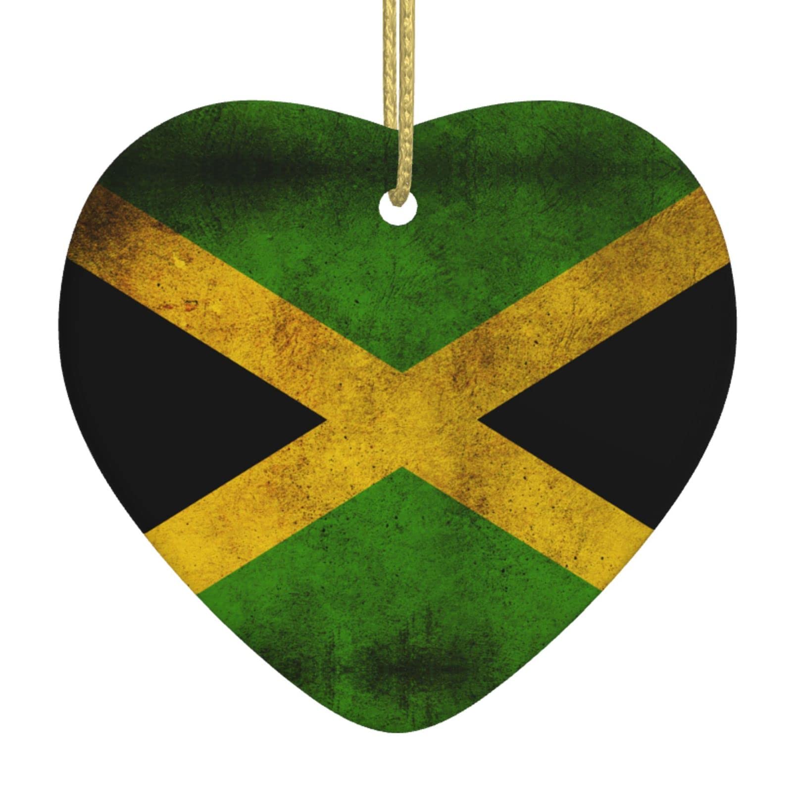 Old Jamaican Flag Christmas Ceramic Love Pendant Christmas Decoration Festival Decoration Home Decoration