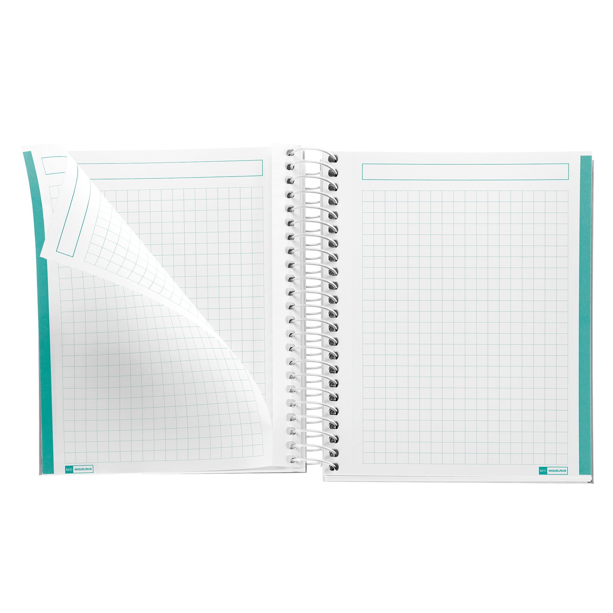 Miquelrius Notatnik A6, Notebook wiadomości, 1 kolorowy pasek, 100 arkuszy 90 g/m², Siatka 5 mm, Bez wierteł, Pokrywa z tektury twardej, Niebiański