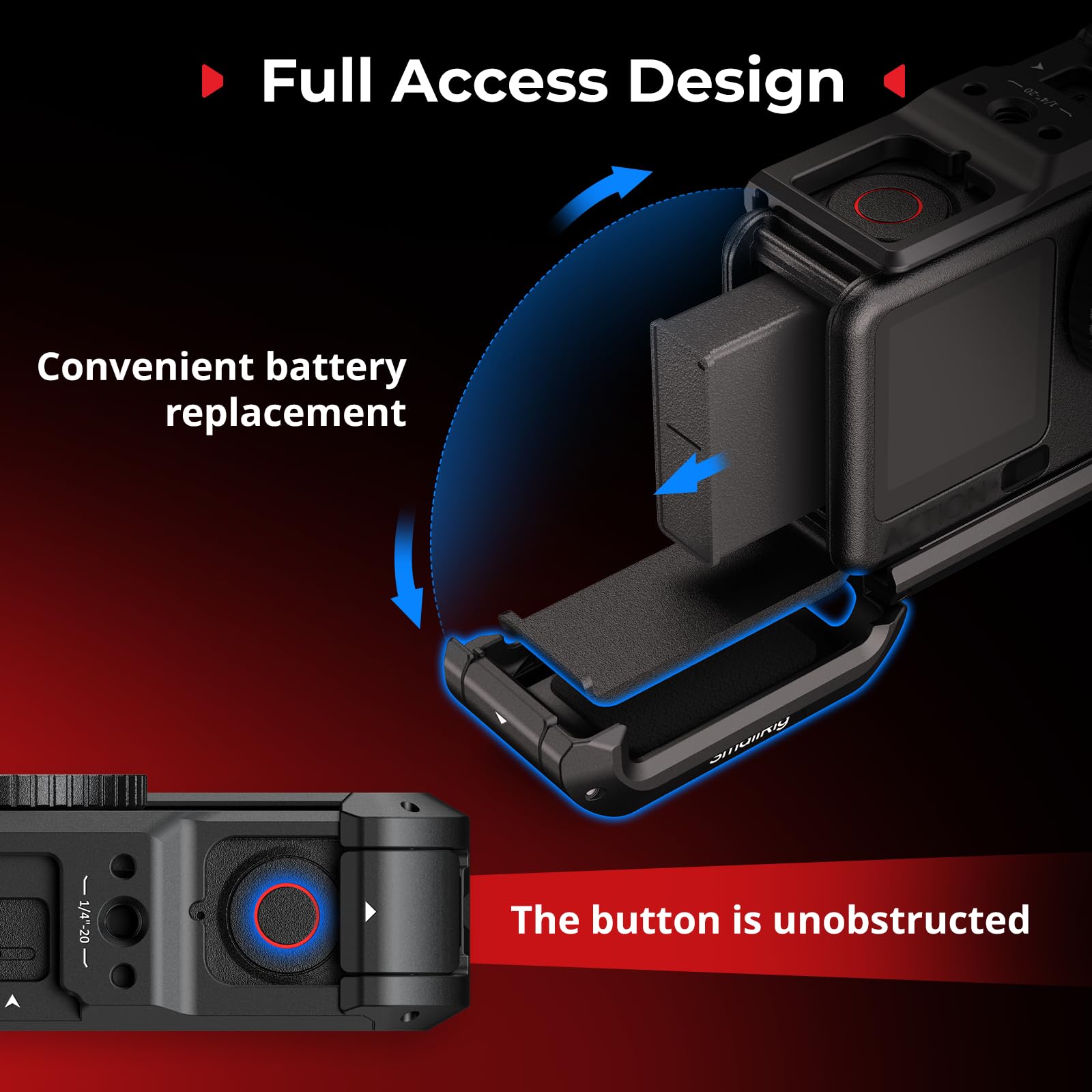 SMALLRIG Klatka do DJI Osmo Action 6 (Advanced Edition), aluminiowa klatka na kamerę z zimną stopką, paskiem na nadgarstek, osłoną obiektywu, ramką ochronną z otworami montażowymi 1/4"-20-5887