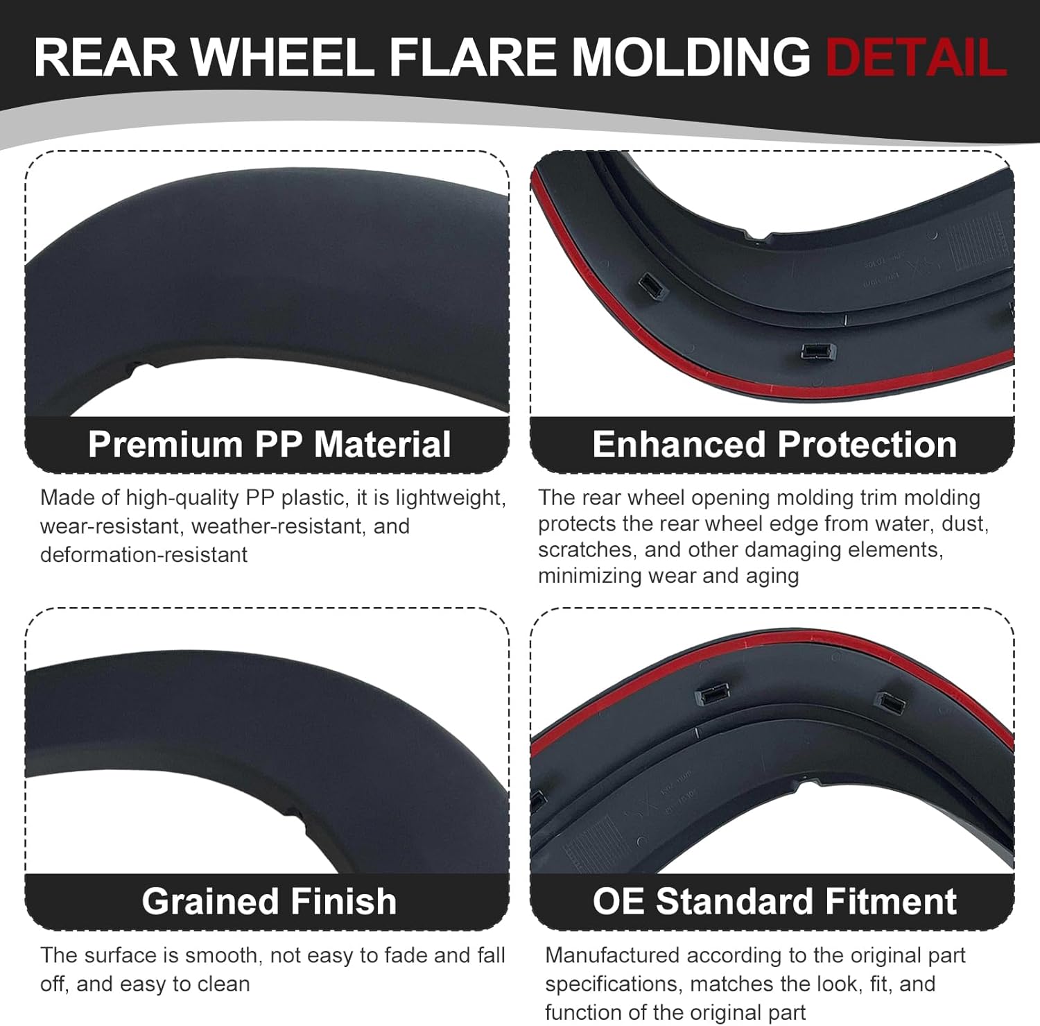 Rear Wheel Trim Fender Flare Molding Panel Quarter Panel Molding Compatible with RAM ProMaster 1500 ProMaster 2500 ProMaster 3500 Cargo Van 2019 2020 2021 2022 2023 2024 5LP20JXWAB (Right)